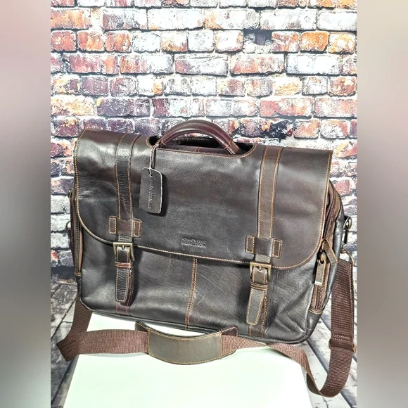 Kenneth cole reaction colombian leather laptop messenger bag hot sale